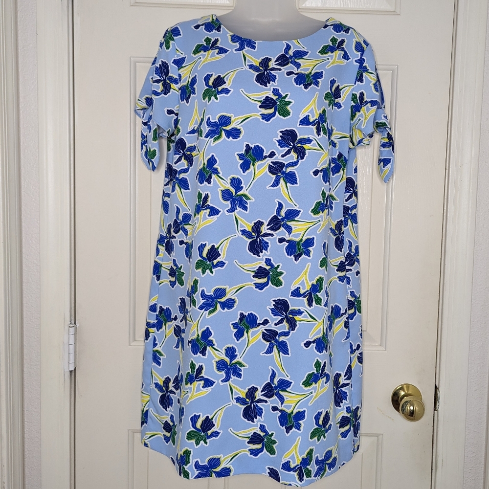Banana Republic Floral Split Tie-Sleeve Shift Swing Dress Women's M Petite - Picture 12 of 12